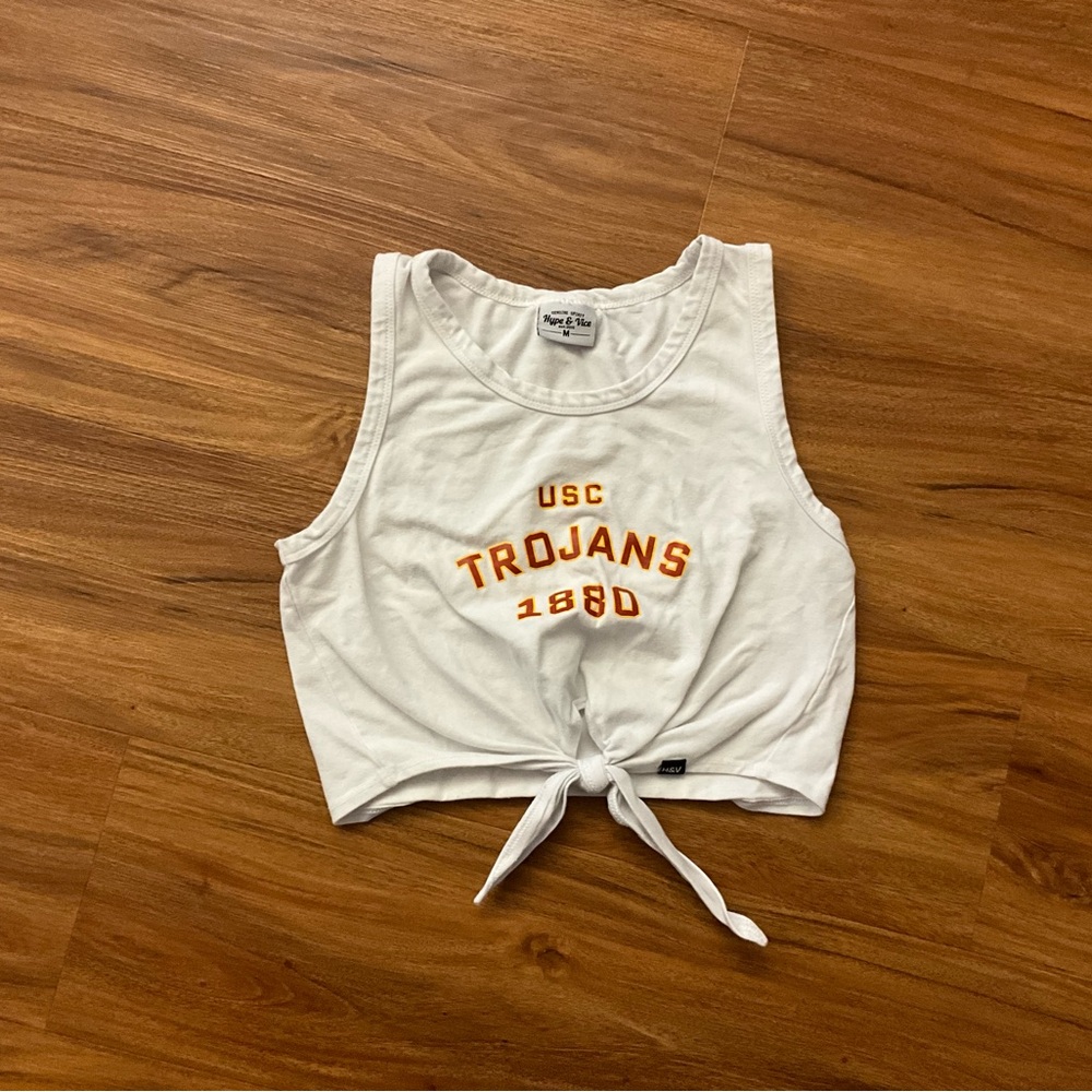 hype and vice white crop top usc trojans